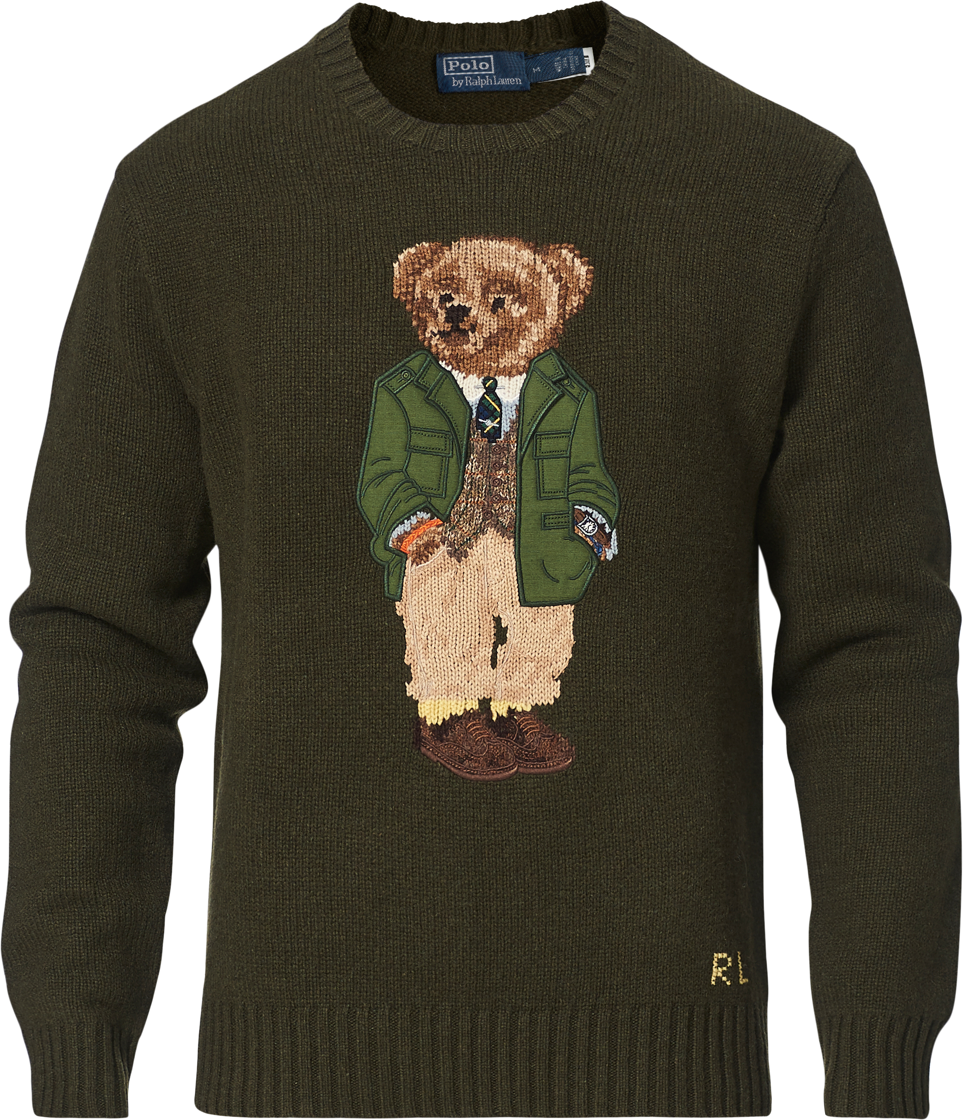  Wool Knitted Bear Sweater Olive