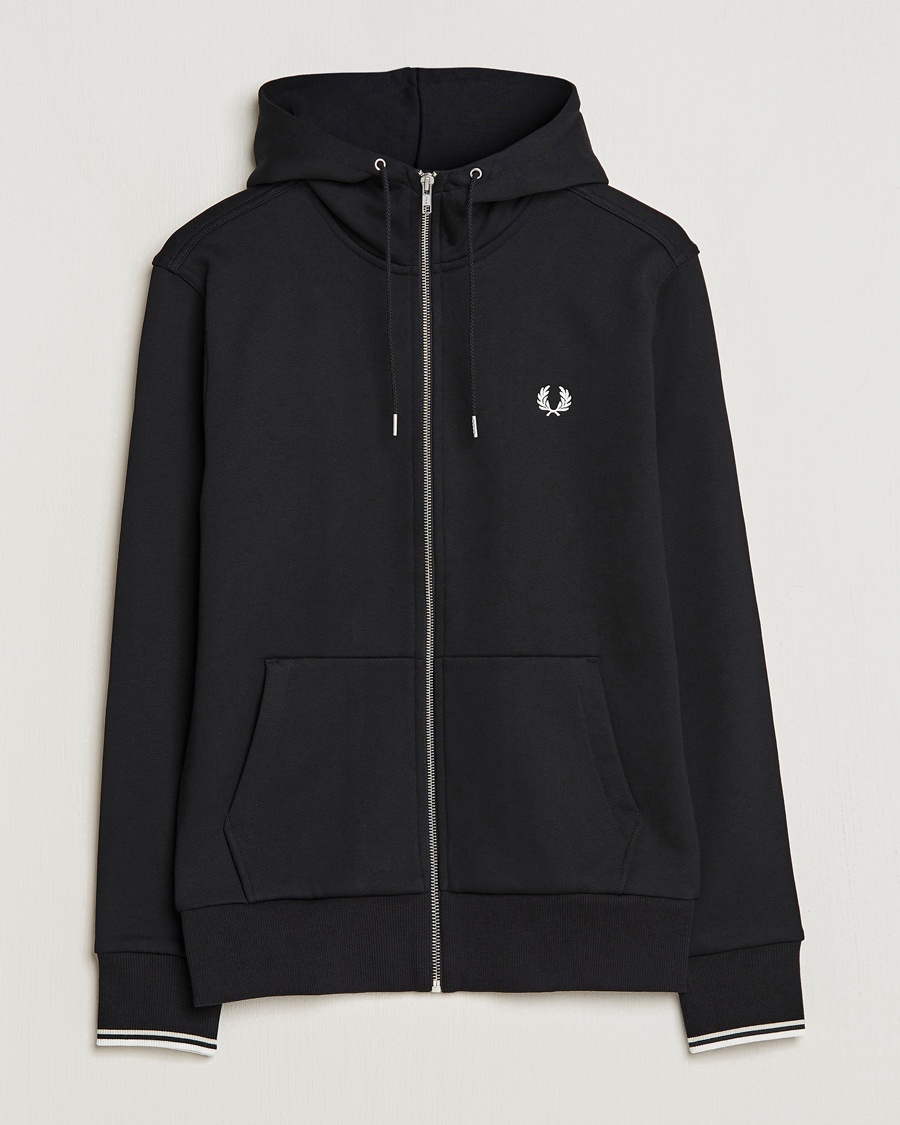 Herre | | Fred Perry | Full Zip Hooded Sweatshirt Black
