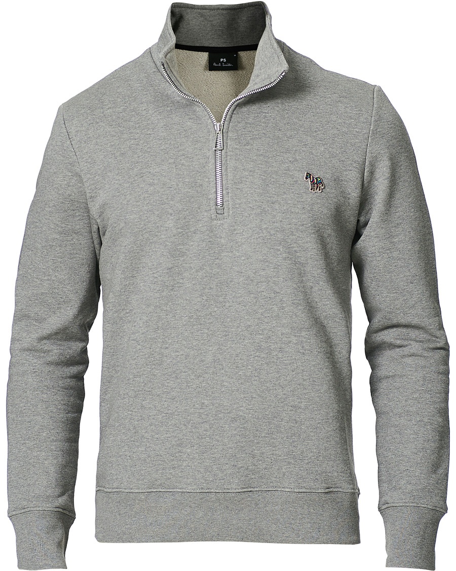 PS Paul Smith Regular Fit Zebra Half Zip Sweatshirt Grey Melange PS Paul Smith Regular Fit Zebra Half Zip Sweatshirt Grey Melange