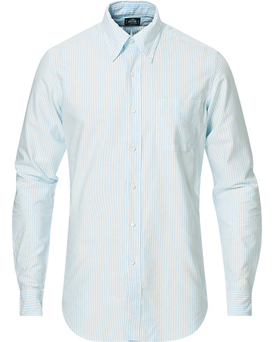 Herre |  | Kamakura Shirts | Slim Fit Oxford BD Sport Shirt Light Blue Stripe