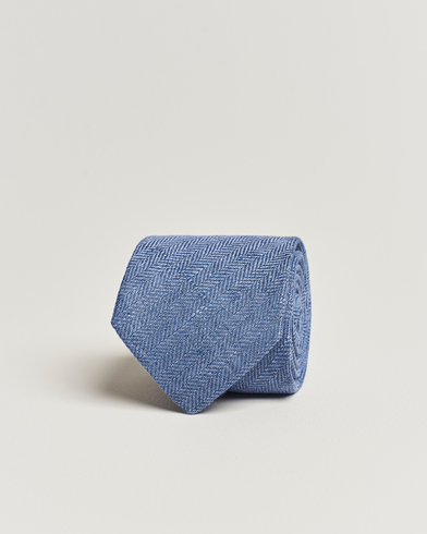 Herre |  | Amanda Christensen | Linen Herringbone 8cm Tie Blue