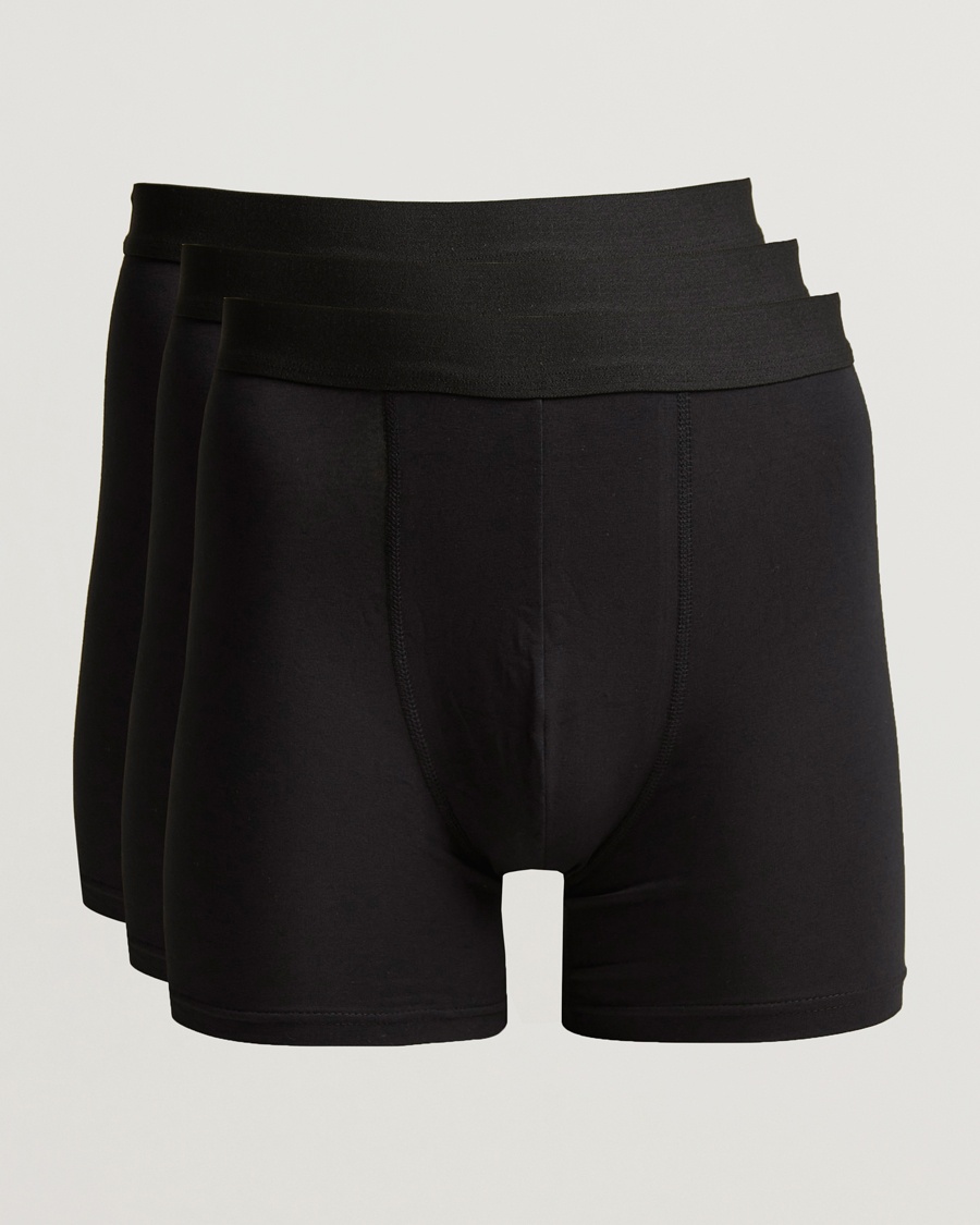 Bread & Boxers 3-Pack Long Boxer Brief Black – Svart