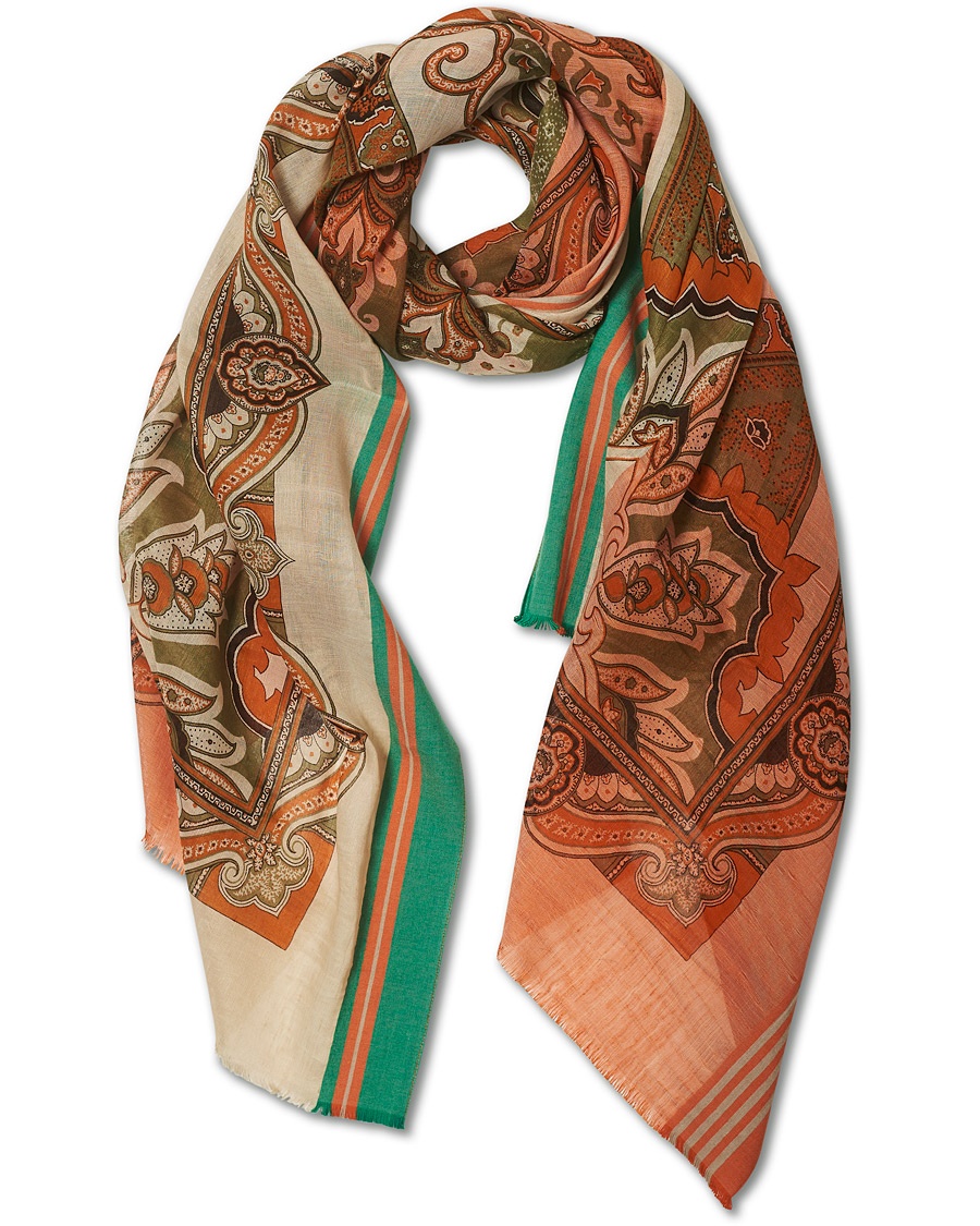 Etro Paisley Linen Scarf Beige/Orange Etro Paisley Linen Scarf Beige/Orange