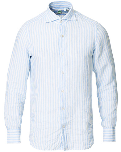 Nytt i butikken |  Tokyo Slim Fit Striped Linen Shirt Light Blue