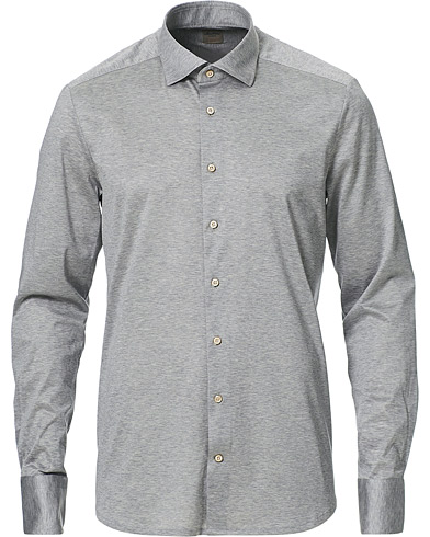  |  Slimline Jersey Button Down Shirt Grey