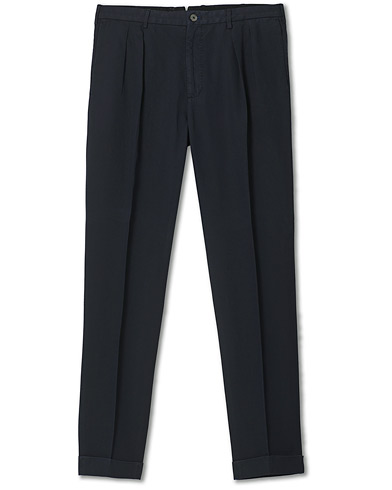 Herre | Italian Department | Incotex | Carrot Fit Pleated Trousers Navy