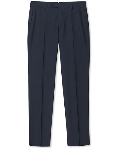 Dressbukser |  Slim Fit Wool Stretch Trousers Dark Blue