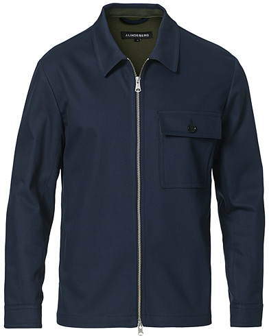 Skjortejakke |  Jason Cotton Stretch Zip Overshirt Navy