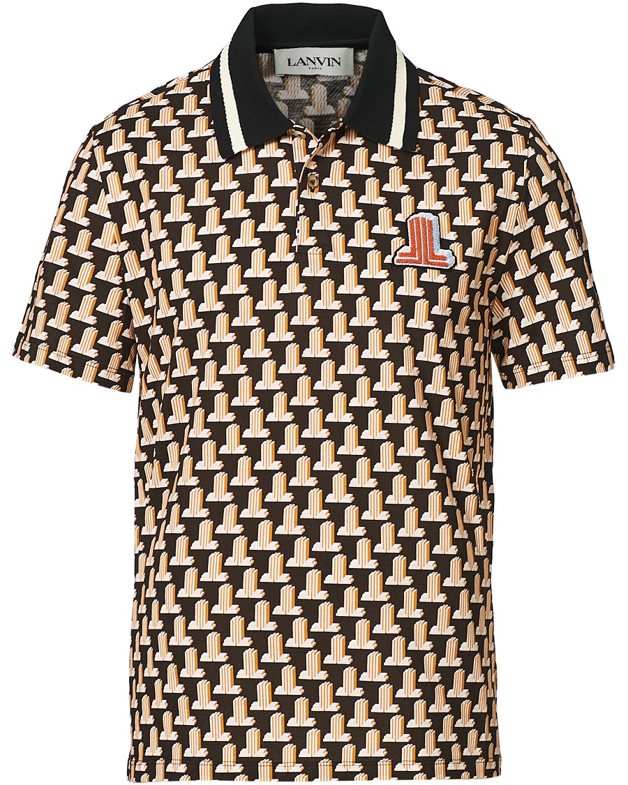 Lanvin Knitted Jacquard Short Sleeve Polo Brown/Ecru Lanvin Knitted Jacquard Short Sleeve Polo Brown/Ecru
