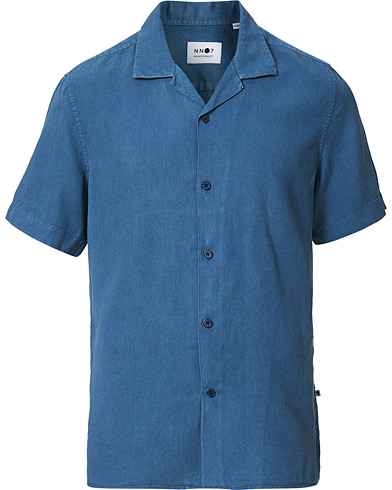 NN07 Miyagi Resort Collar Short Sleeve Shirt Washed Blue