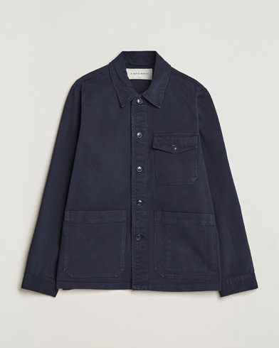 Herre | Overshirts | A Day's March | Sturdy Twill Patch Pocket Overshirt Navy