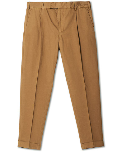 Linbukser |  Slim Fit Comfort Linen Trousers Brown