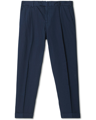Linbukser |  Slim Fit Comfort Linen Trousers Dark Blue