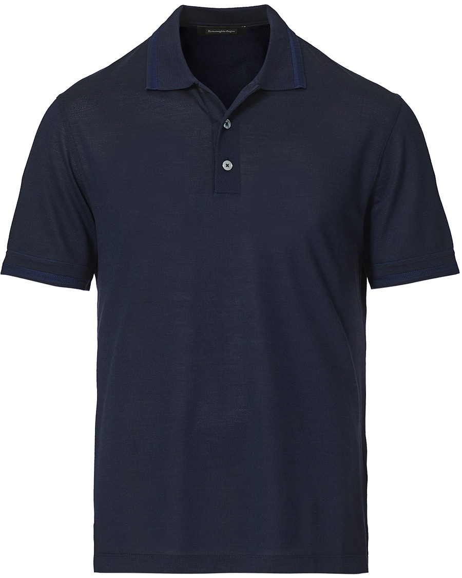 Ermenegildo Zegna Cotton/Silk Polo Navy Ermenegildo Zegna Cotton/Silk Polo Navy