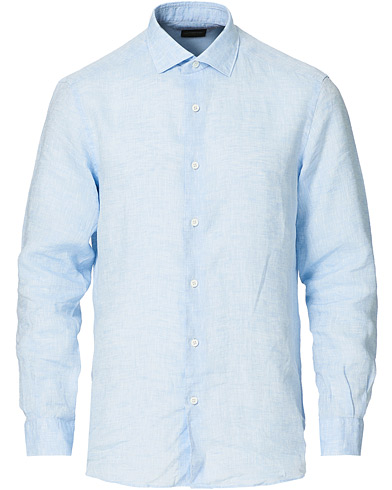 Luxury Brands |  Slim Fit Linen Shirt Light Blue