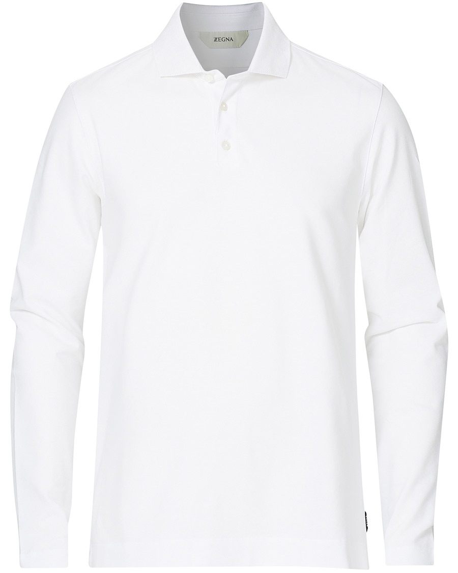 Z Zegna Stretch Piquet Long Sleeve Polo White Z Zegna Stretch Piquet Long Sleeve Polo White