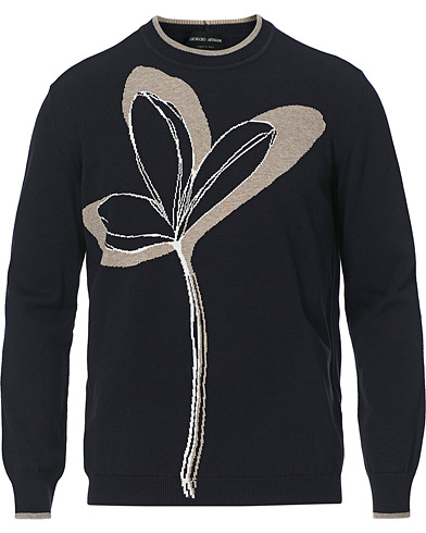 Herre |  | Giorgio Armani | Intarsia Knitted Sweater Navy