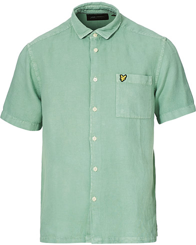 Herre |  | Lyle & Scott | Washed Cotton Linen Shirt Green Glaze