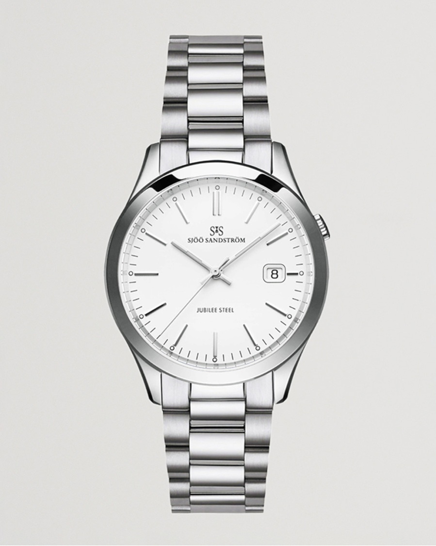 Sjöö Sandström Jubilee Steel Quartz 40mm White/Steel – Hvit