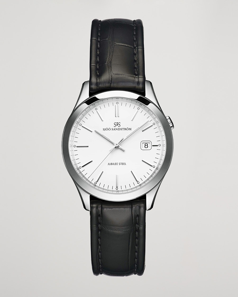 Sjöö Sandström Jubilee Steel Quartz 40mm White/Black Calf – Svart