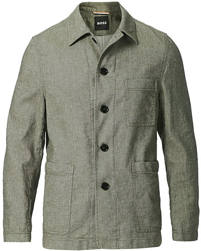 Linblazer |  Carper Cotton/Linen Workwear Jacket Open Green