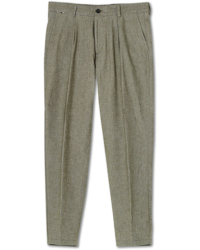 Bukser |  Perin Cotton/Linen Pleated Trousers Open Green