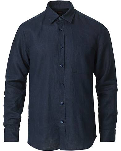 BOSS Casual Relegent Linen Shirt Dark Blue