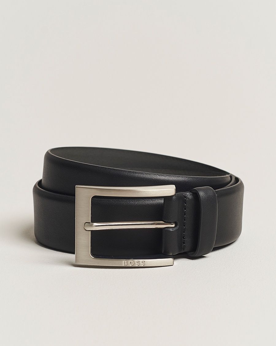 BOSS BLACK Barnabie Leather Belt 3,5 cm Black – Svart