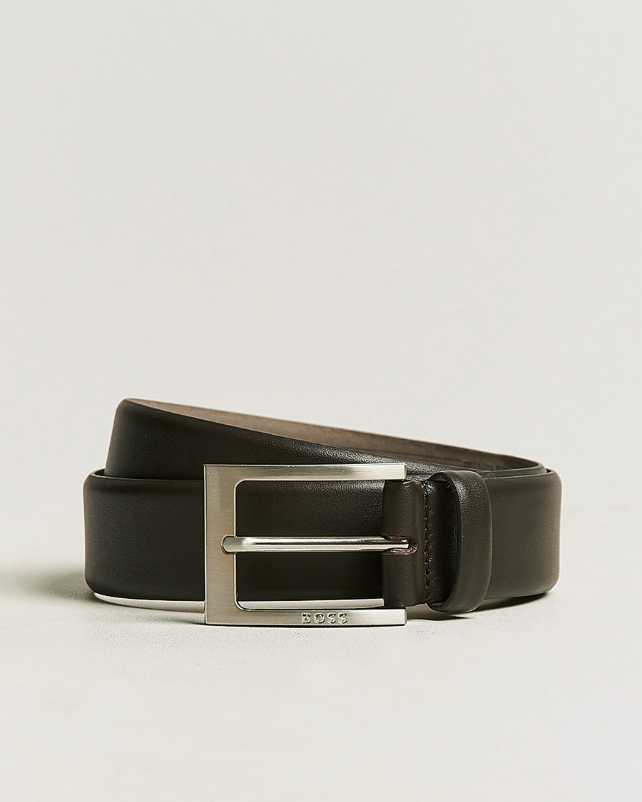 Herre | Umønstrede belter | BOSS BLACK | Barnabie Leather Belt 3,5 cm Dark Brown
