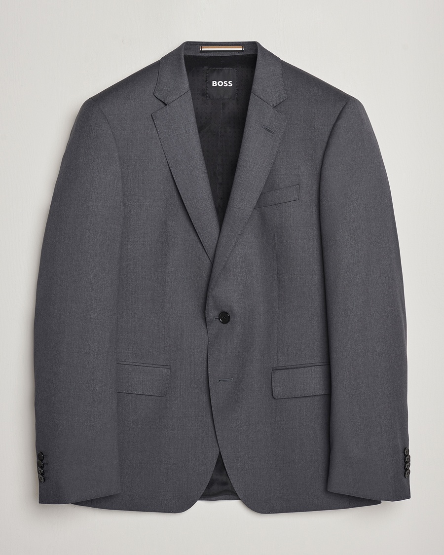 Herre | Bryllupsdress | BOSS BLACK | Huge Slim Fit Wool Blazer Dark Grey