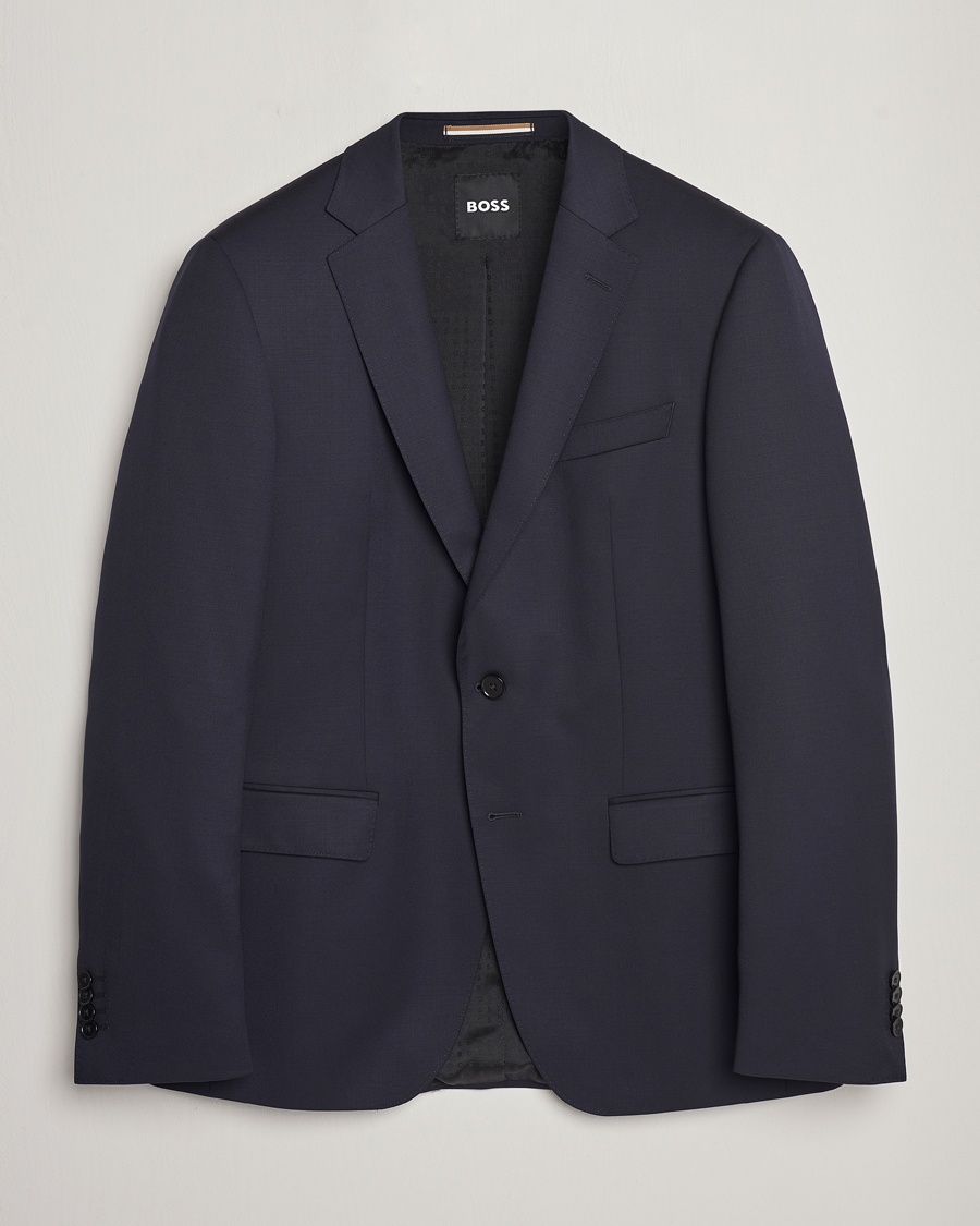 Herre | Bryllupsdress | BOSS BLACK | Huge Slim Fit Wool Blazer Dark Blue