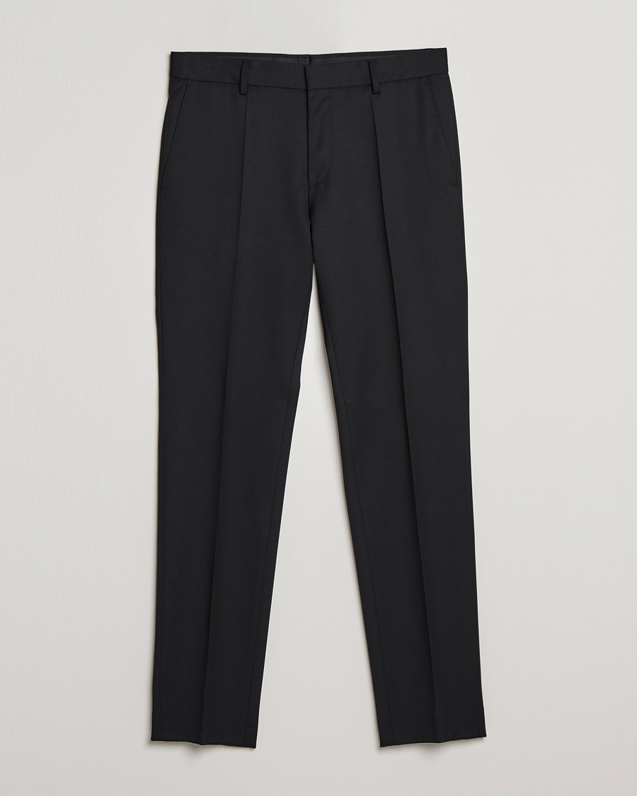 Genius Slim Fit Wool Trousers Black – Svart