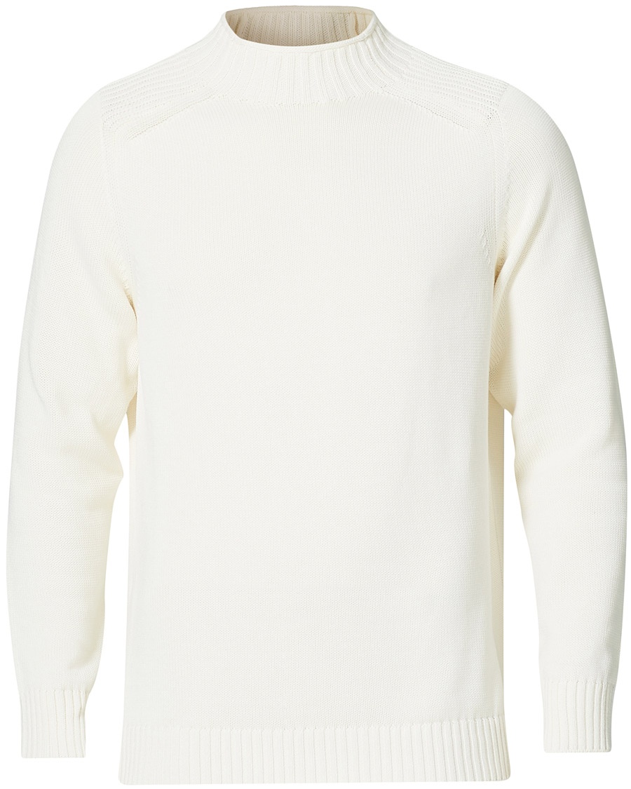 Stenströms Cotton Mock Neck Sweater White Stenströms Cotton Mock Neck Sweater White