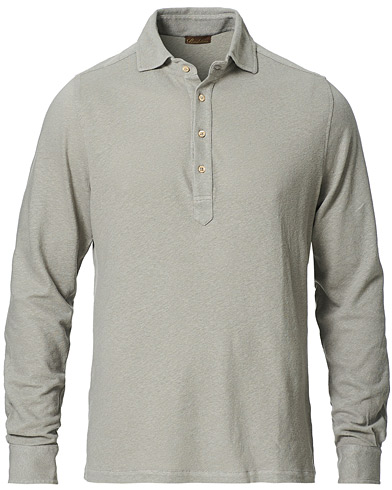 Stenströms Eco Dyed Cotton/Linen Popover Polo Grey