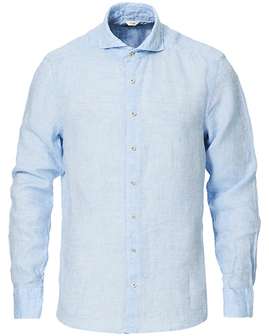  |  Slimline Cut Away Linen Shirt Light Blue
