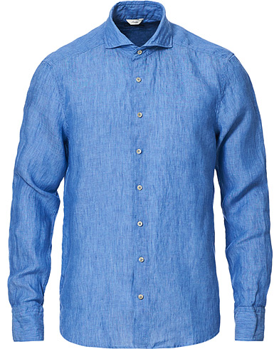  |  Slimline Cut Away Linen Shirt Blue