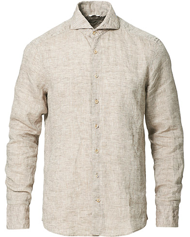 Linskjorter |  Slimline Cut Away Linen Shirt Taupe