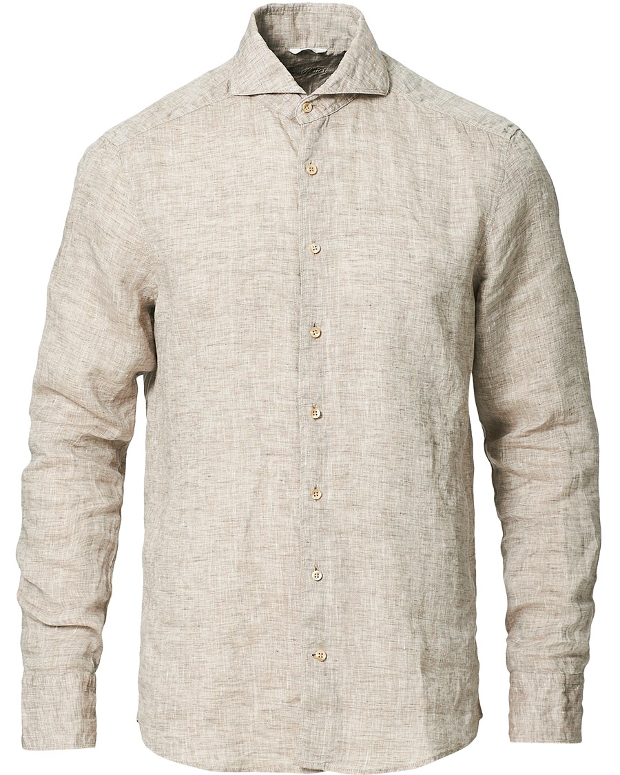 Stenströms Slimline Cut Away Linen Shirt Taupe Stenströms Slimline Cut Away Linen Shirt Taupe