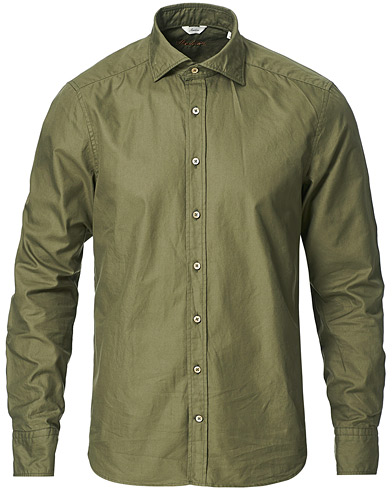  |  Slimline Garment Washed Twill Shirt Green