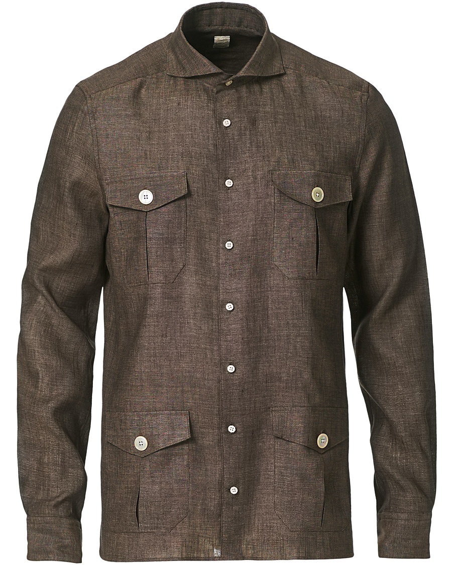 Stenströms 1899 Slimline Linen Shacket Brown Stenströms 1899 Slimline Linen Shacket Brown