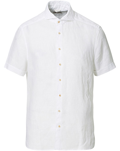 Stenströms Slimline Short Sleeve Linen Shirt White