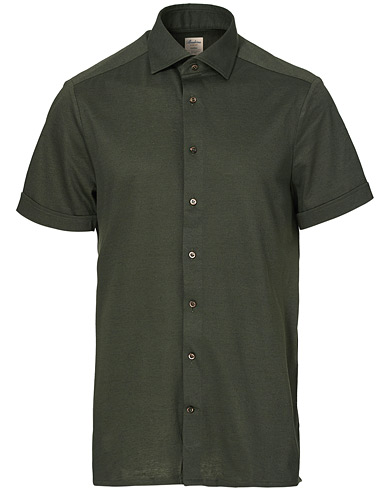 Herre |  | Stenströms | Cotton/Linen Short Sleeve Shirt Green