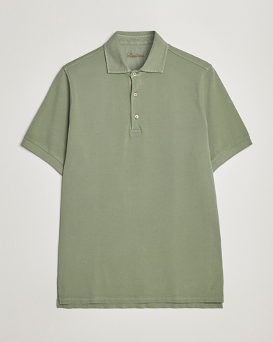 Herre |  | Stenströms | Pigment Dyed Cotton Polo Shirt Green