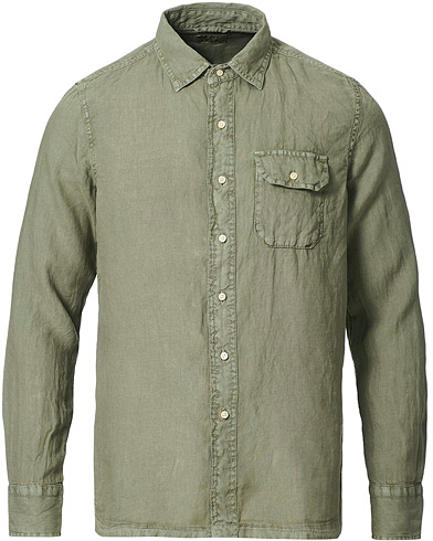 Replay Pocket Linen Shirt Sage Green