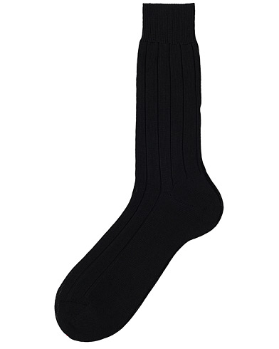 Herre | Bresciani | Bresciani | Wide Ribbed Cotton Socks Black