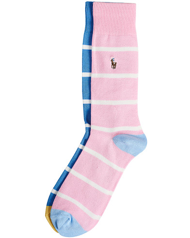 Sokker |  2-Pack Stripe Socks Carmel Pink/Harbour Blue