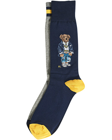 Sokker |  2-Pack Bear Socks Navy/Grey