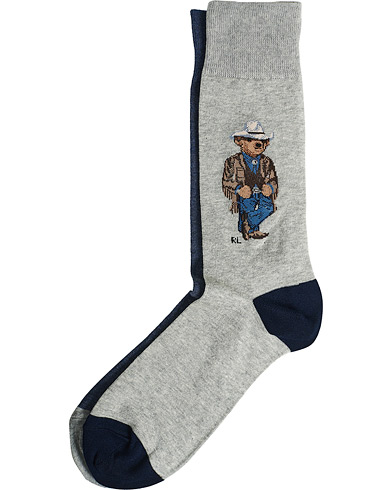 Sokker |  2-Pack Cowboy Bear Socks Grey/Navy