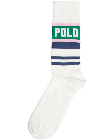 Sokker |  Retro Logo Striped Sock Deckwash White