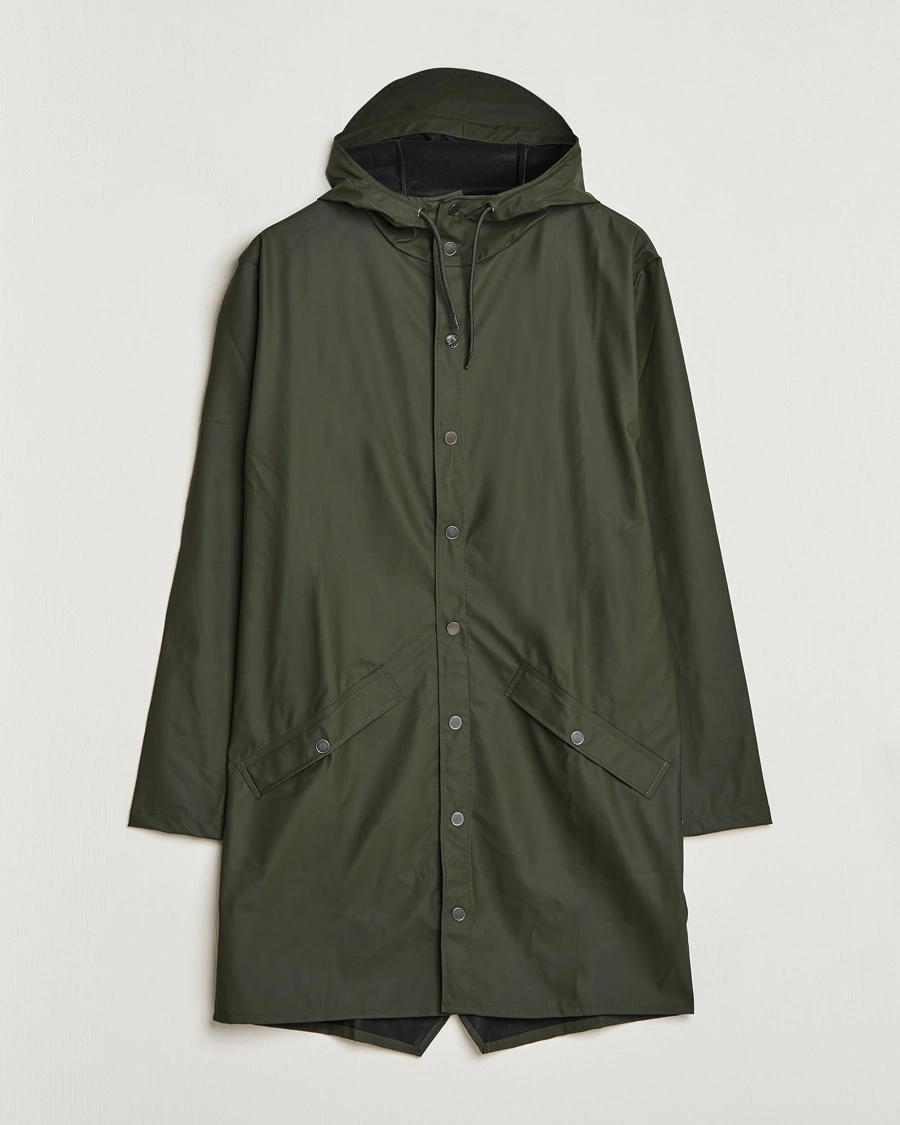 RAINS Long Jacket Green – Grønn